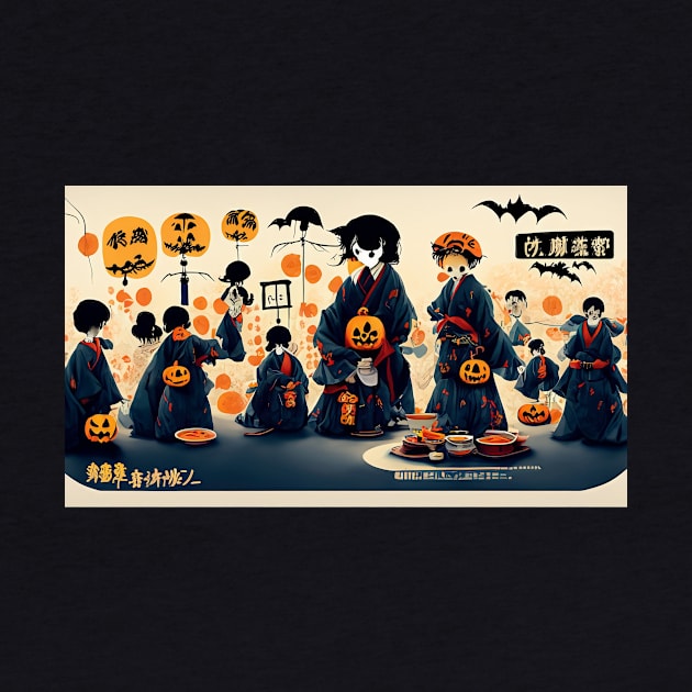 A Group of People in Kimonos Holding Pumpkins by Tee Trendz